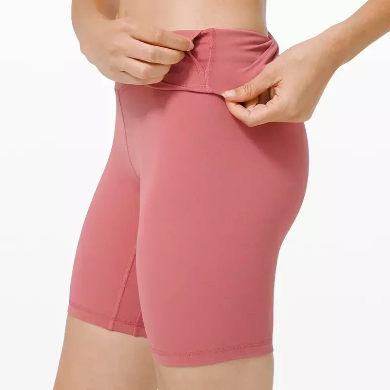 Zitrone 8 "nackt nackt fühlen Sport Yoga Biker Shorts Fitness studio tragen Frauen hohe Taille keine Vorder naht Workout Trainings shorts mit Tasche