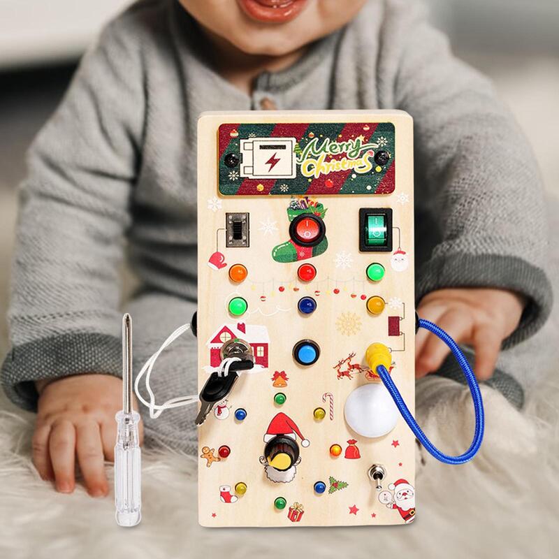 Balita Montessori LED papan sibuk mainan edukasi dini sakelar lampu papan sibuk mainan untuk anak-anak anak laki-laki hadiah Natal