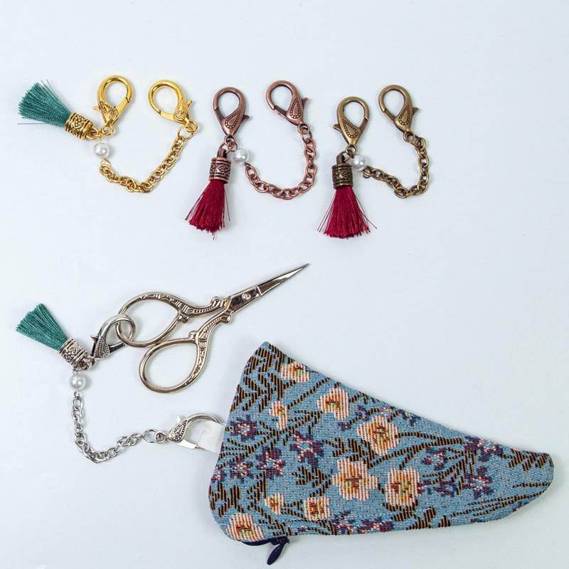 Tijeras de ganchillo con cadena, herramienta de artesanía de costura, hilo puntiagudo para tejer, roscado