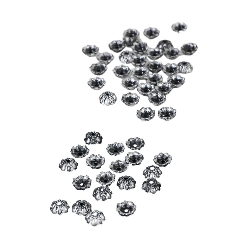 652F Set mit 50 Trompetenblumen-Abstandshaltern, Antik-Finish-Perlen, stapelbarer Schmuck, vielseitige und stilvolle