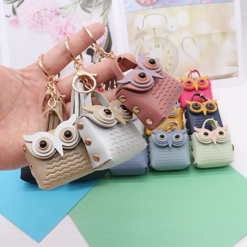 Owl Coin Purse Keychain Animal Car Holder Leather Coin Purse Keychain Decoration Accessories for Girl Birthday Gift