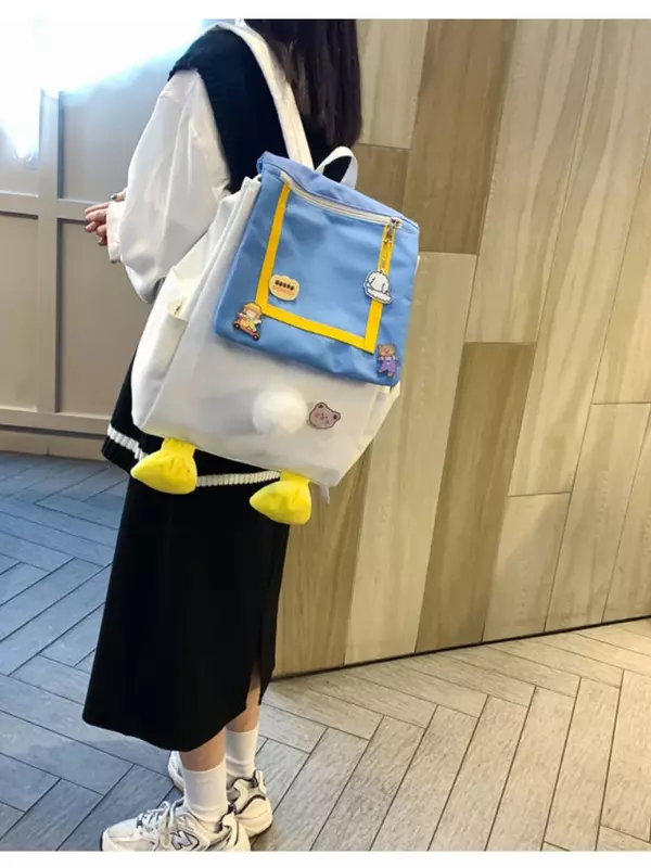 MINISO-mochila de dibujos animados para niños, bolsa de lona para estudiantes, Anime, Pato Donald, Butt