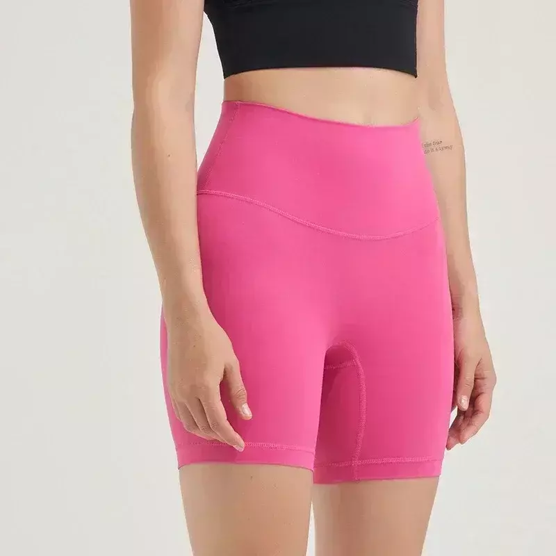 Pantaloncini da donna a vita alta 4 "di lunghezza foderati per la copertura pantaloncini da Yoga elasticizzati traspiranti a quattro vie in esecuzione pantaloncini da bici sportivi Fitness