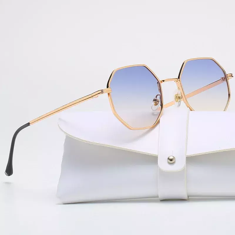 Gafas de sol poligonales de Metal para mujer, lentes de sol de estilo Retro, clásicas, de lujo, con protección Uv400, para conducir y viajar, 2023