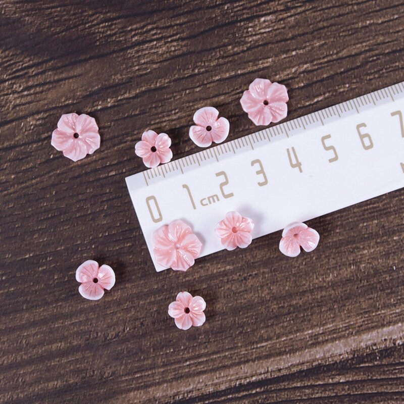 10PCS DIY Making Pink Flower Resin Beads Flatback Torus 11mm 14mm Lampwork Beads Charms Resin Bracelets Spacer Beads Phone Case