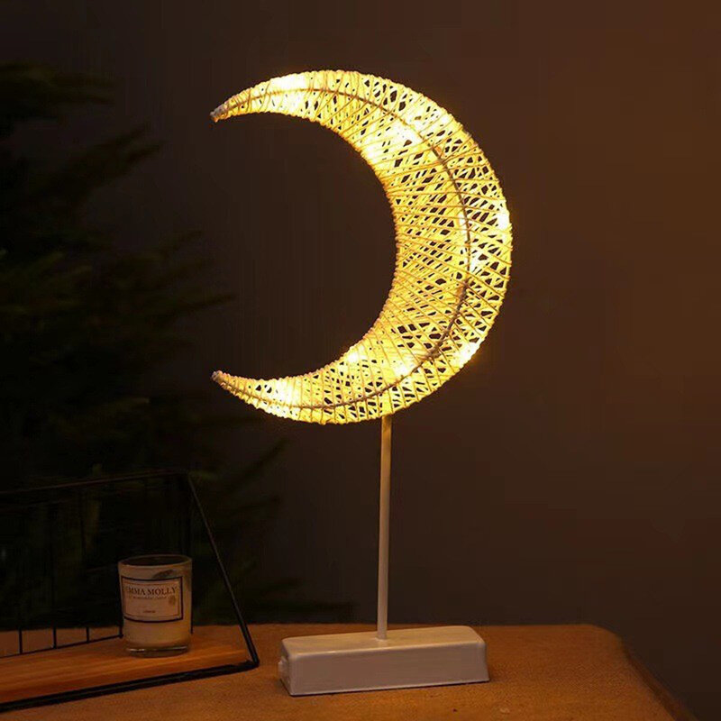 LED Star Moon Night Light, Decoração do Ramadã, Candeeiro de mesa decorativo para o festival muçulmano do Ramadã, decoração do quarto