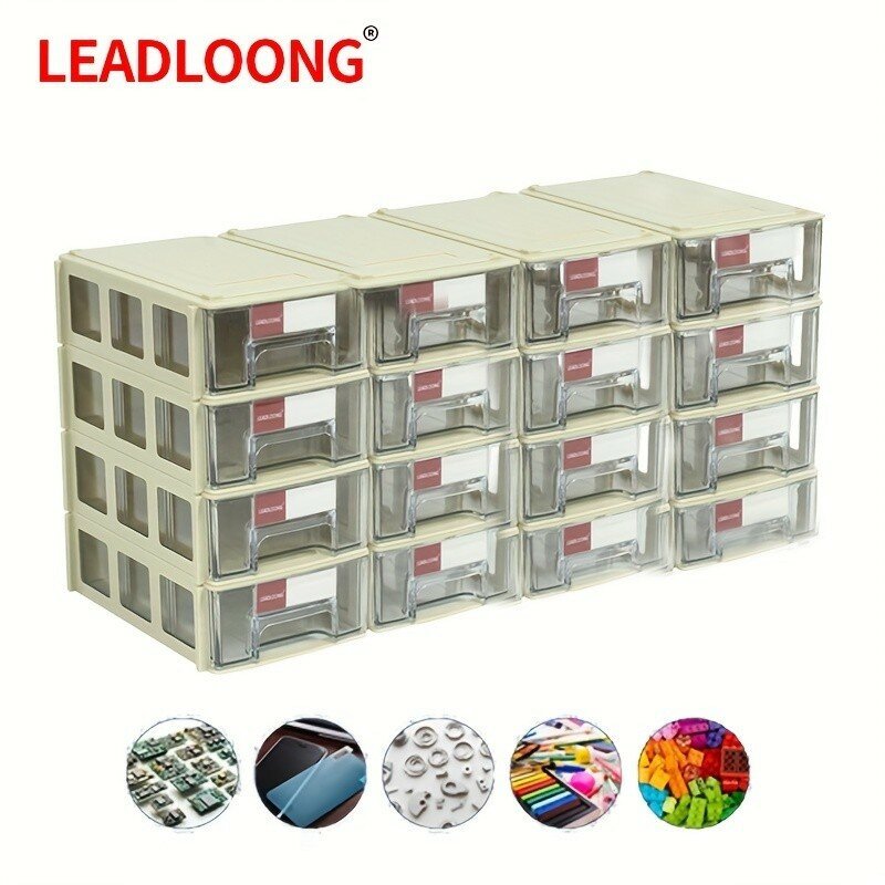 LEADLOONG-Mini gaveta para organização doméstica e armazenamento, Organizador de rosca, Peças de parafuso e artesanato Bin, 14x9x4cm, 5.5x3.5x1.5 ", 8 pcs, 16pcs