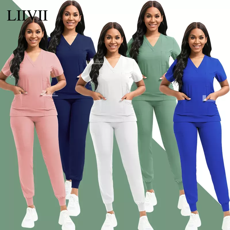Medical Nurse Uniform 2Piece Workwear Medical Scrubs Set Hospital Uniform Surgery Dentist Overalls Spa Clinical Beauty Work Wear