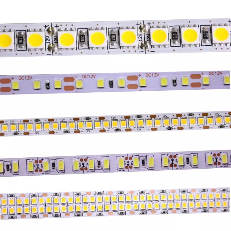 Smd 2835 5630 5050 60/120/240/480leds/m rgb led strip 5m 300/600/1200/2400leds/m dc12v 24v w rgb led tiras de luz fita flexível