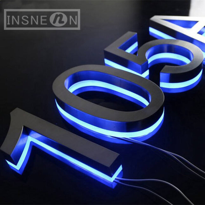 LED Number Sign Stainless Steel 3D Illuminated Door Plate Anti-aging Waterproof Door Marker Address Logo Lighted Letter
