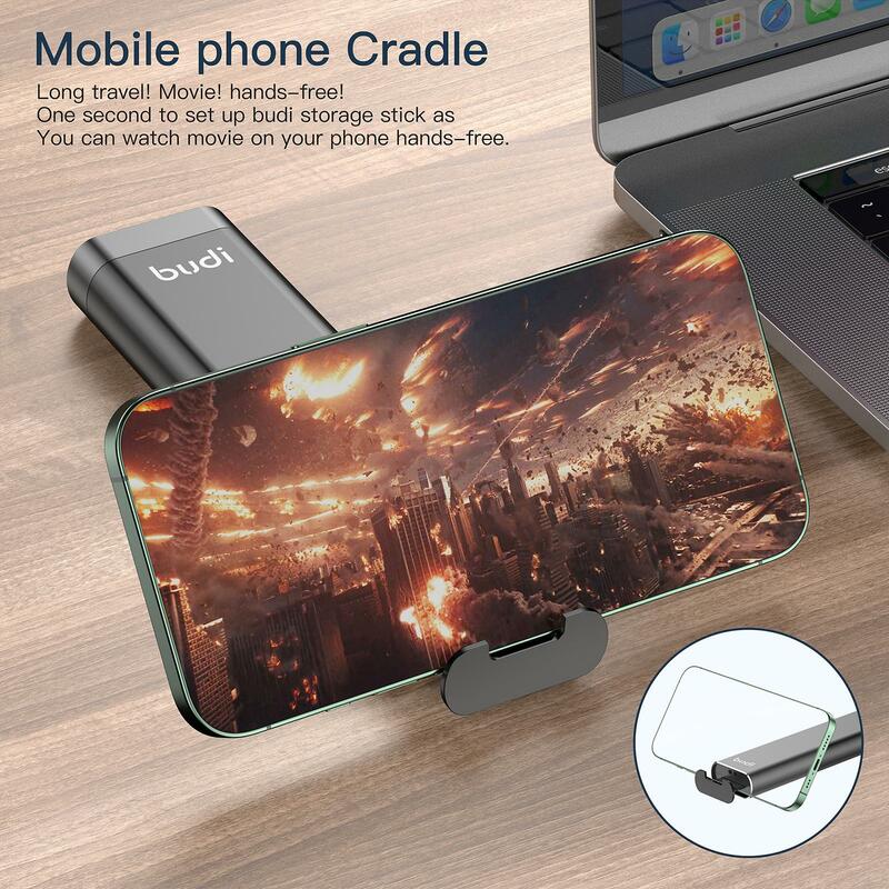 BUDI 9 In 1 Multi-function Box USB 3.0 Data Transfer 65W Fast Charging Cable SD TF Card Storage Box For IPhone 