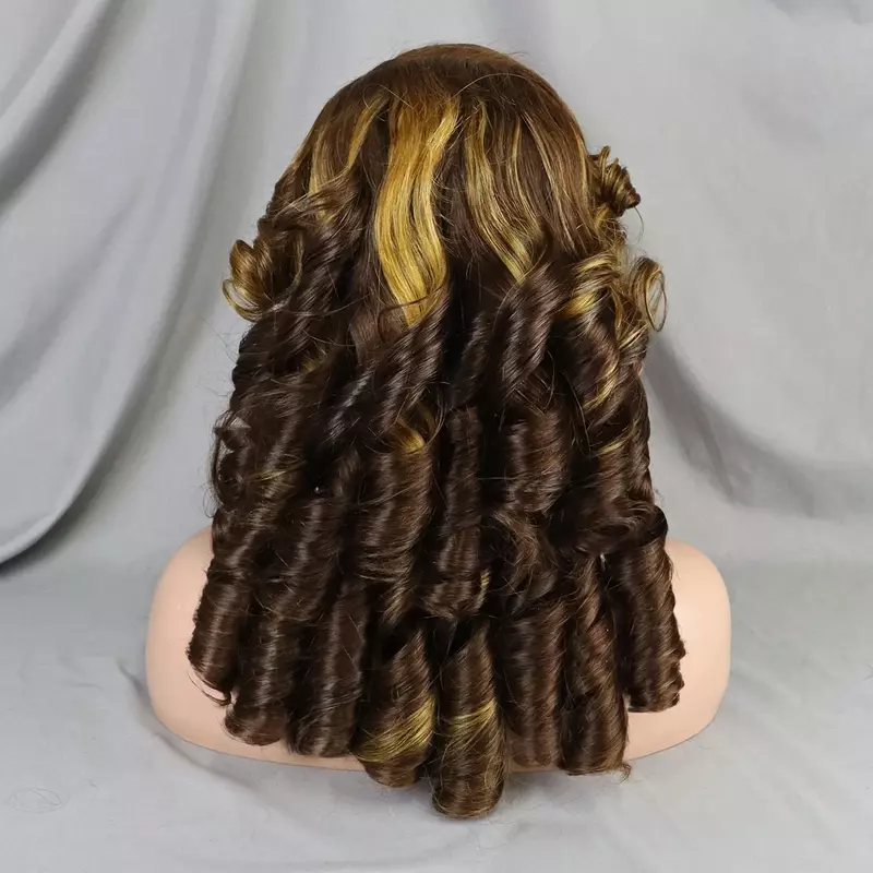 Wig rambut manusia renda transparan Brasil gelombang longgar gulungan telur ketebalan 300% 99J Burgundy untuk wanita 13x4 HD renda Wig Frontal
