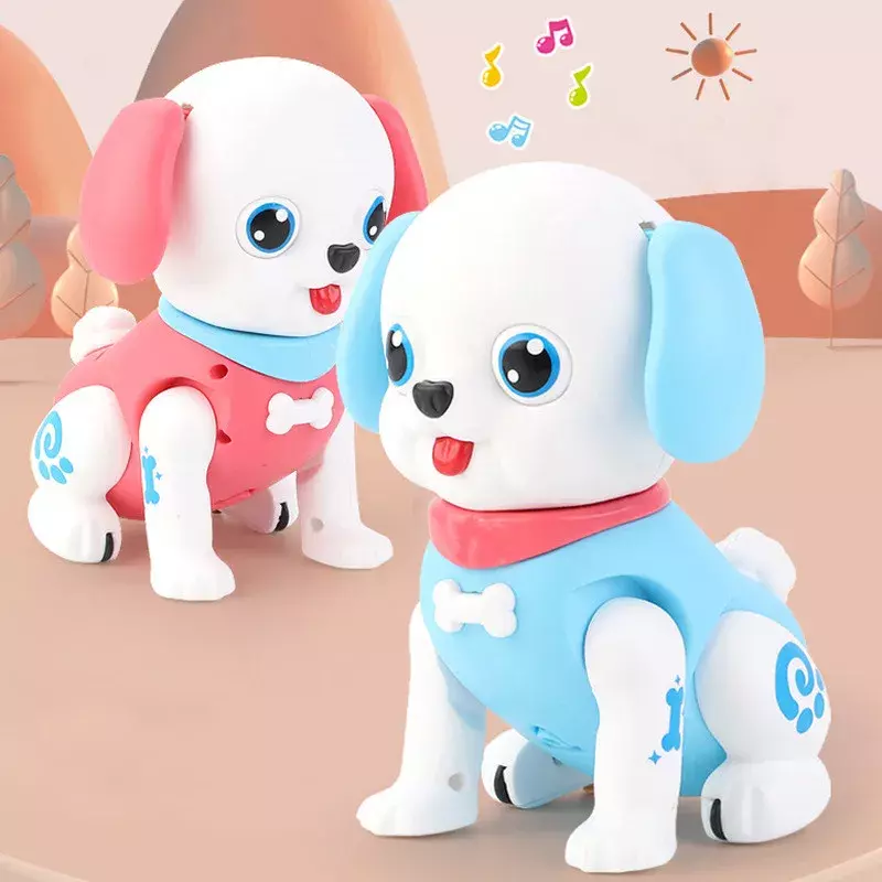 Engraçado dos desenhos animados cão robótico filhote de cachorro interativo andando cantando luminoso brinquedos elétricos crianças presentes de aniversário bonito brinquedo do cão para crianças