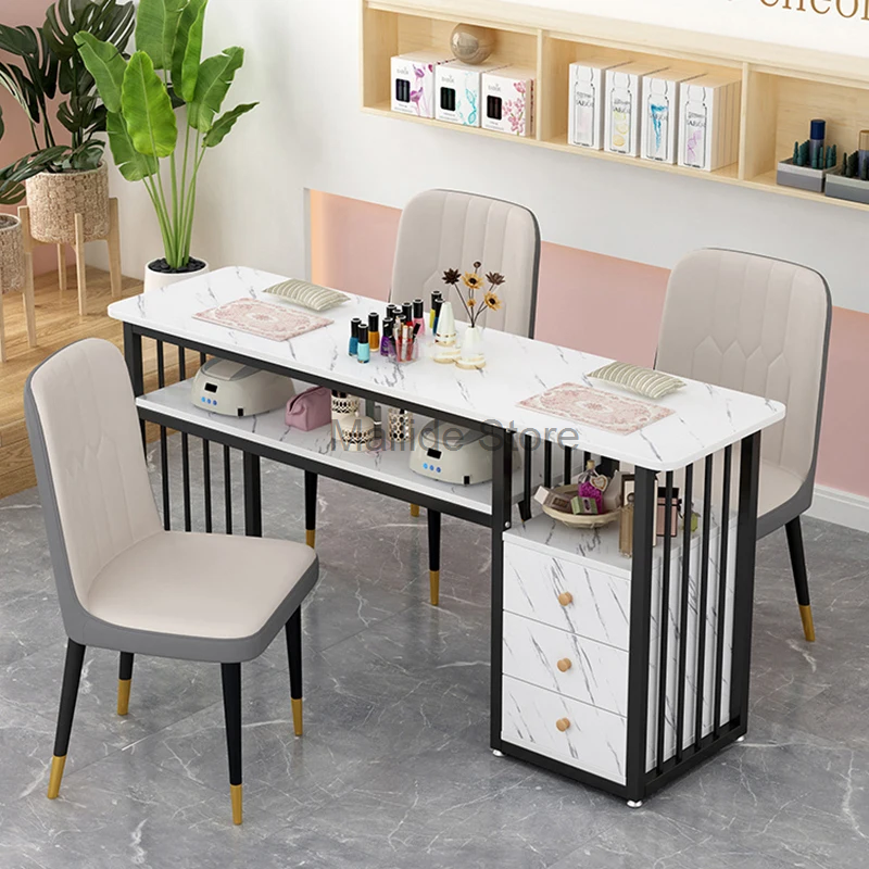 Modern Wrought Iron Manicure Station For Commercial Furniture Nail Tables Simple Economical Upscale Professional Manicure Table
