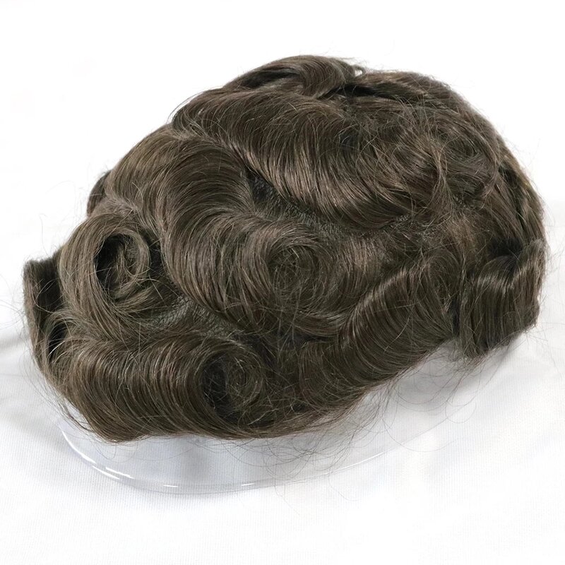 Miscro wig rambut manusia Pria, Ultra tipis 0.06mm dasar rambut palsu alami tahan lama Sistem prostesis