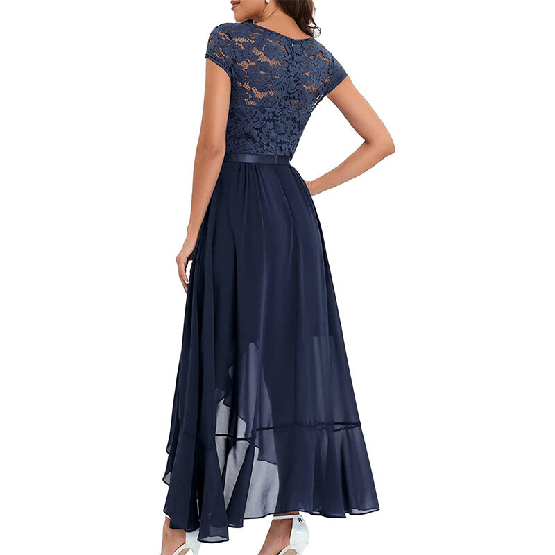 Women's Dress V-neck Sleeveless Lace Mesh Skirt Party Evening Gown