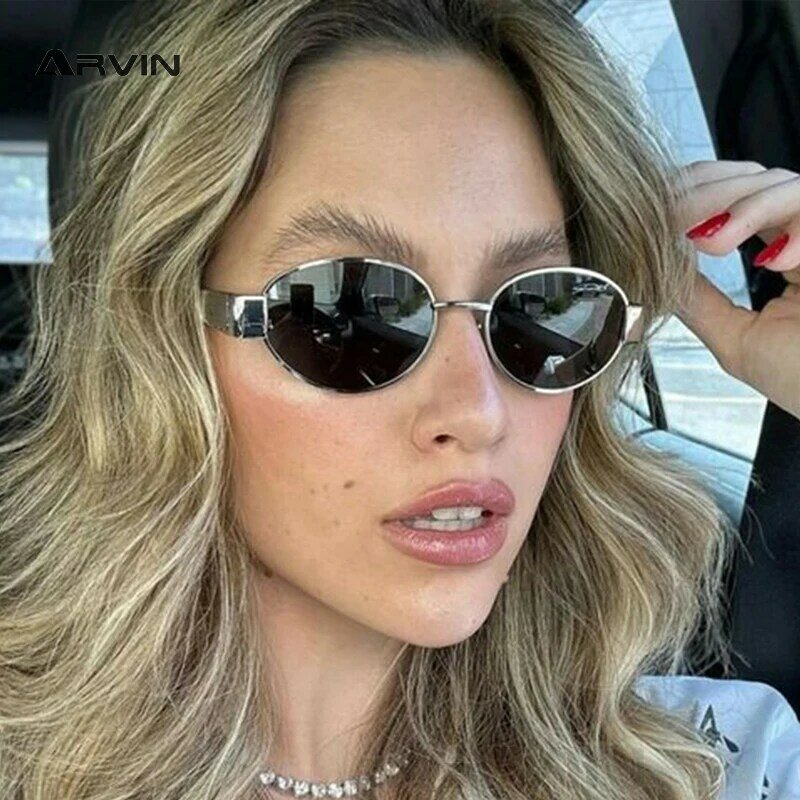 Occhiali da sole ovali con montatura in metallo piccoli per donna 2024 Designer di marca Fashion Luxury Shades UV400 Eyewear uomo occhiali da sole Vintage