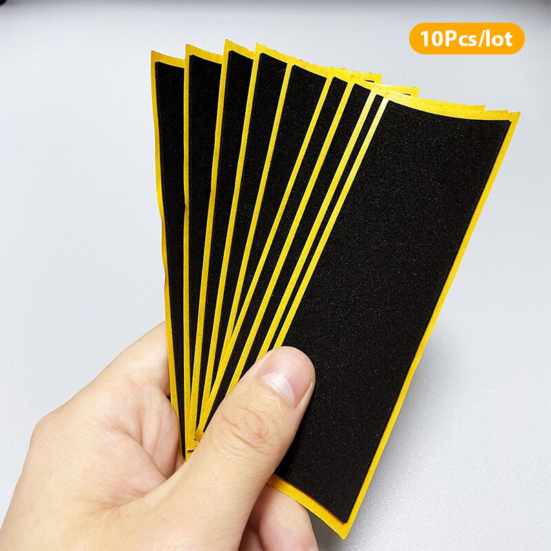 10 pz/lotto Black Fingerboard Deck adesivi con nastro Non tagliato nastro adesivo in schiuma nera adesivi antiscivolo 38mm x 110mm