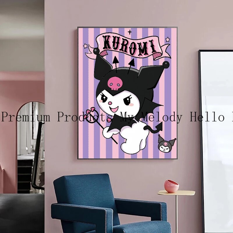 ملصقات شخصيات أنيمي يابانية ، سانريو كورومي ، فن جداري ، ديكور منزلي ، لوحة قماشية ، هدية جدارية ، ديكور غرفة فتاة