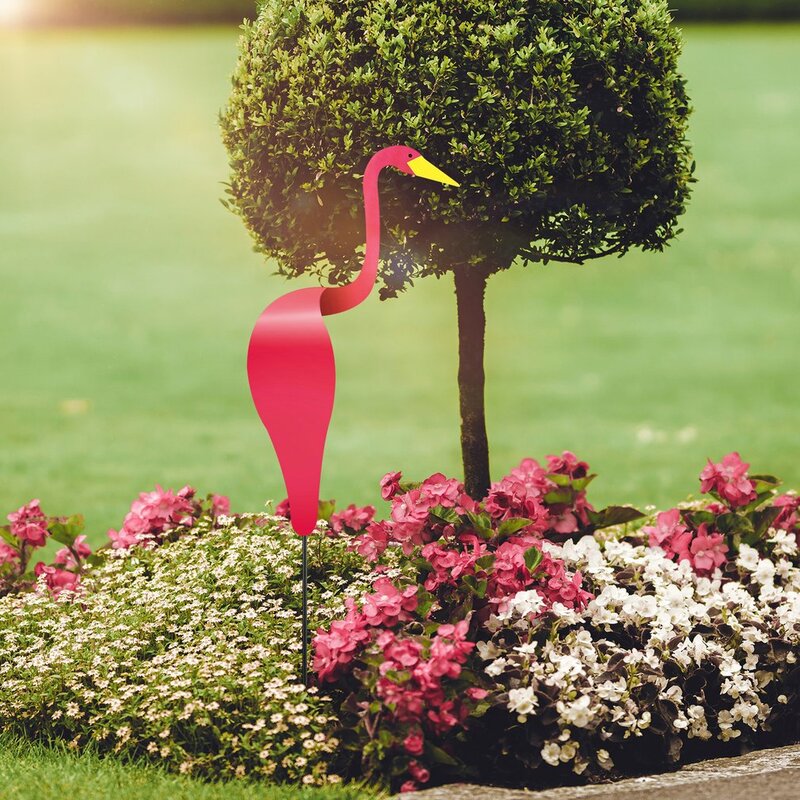 Flamingo rosa extravagante para decoração de jardim doméstico, redemoinho giratório dinâmico do pássaro, adereços exclusivos, lindo absoluto