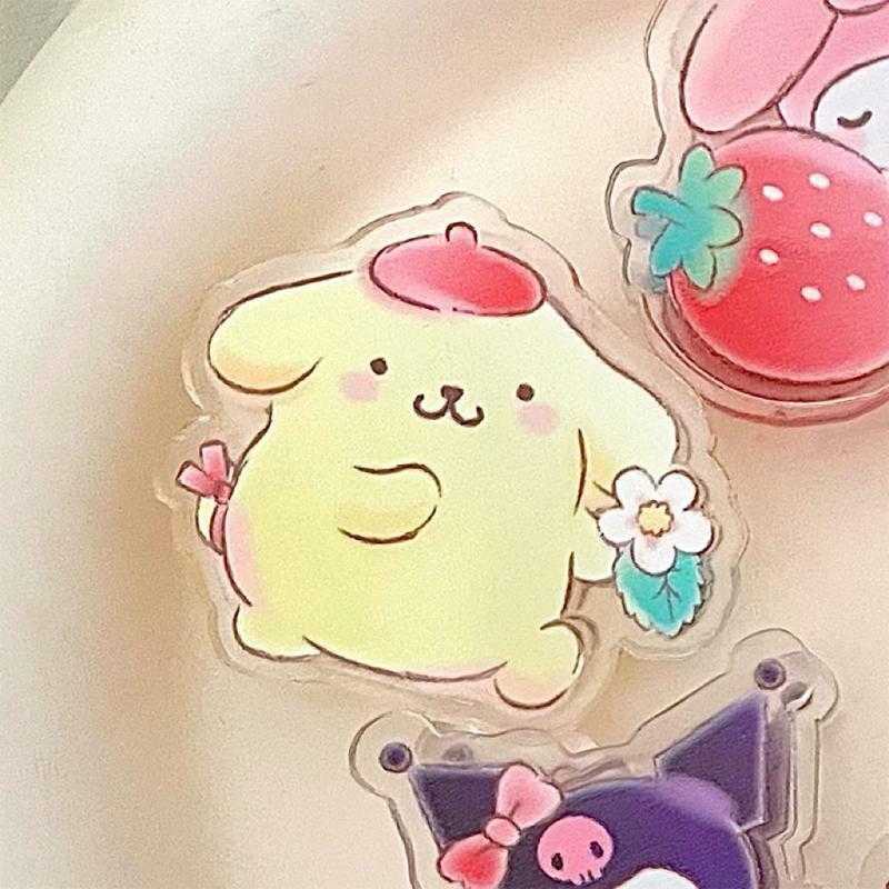 Sanrio Hello Kitty Kuromi Mymelody Cinnamoroll Pochacco popompurin Clip de sellado, abrazadera acrílica, juguetes de Anime para niñas