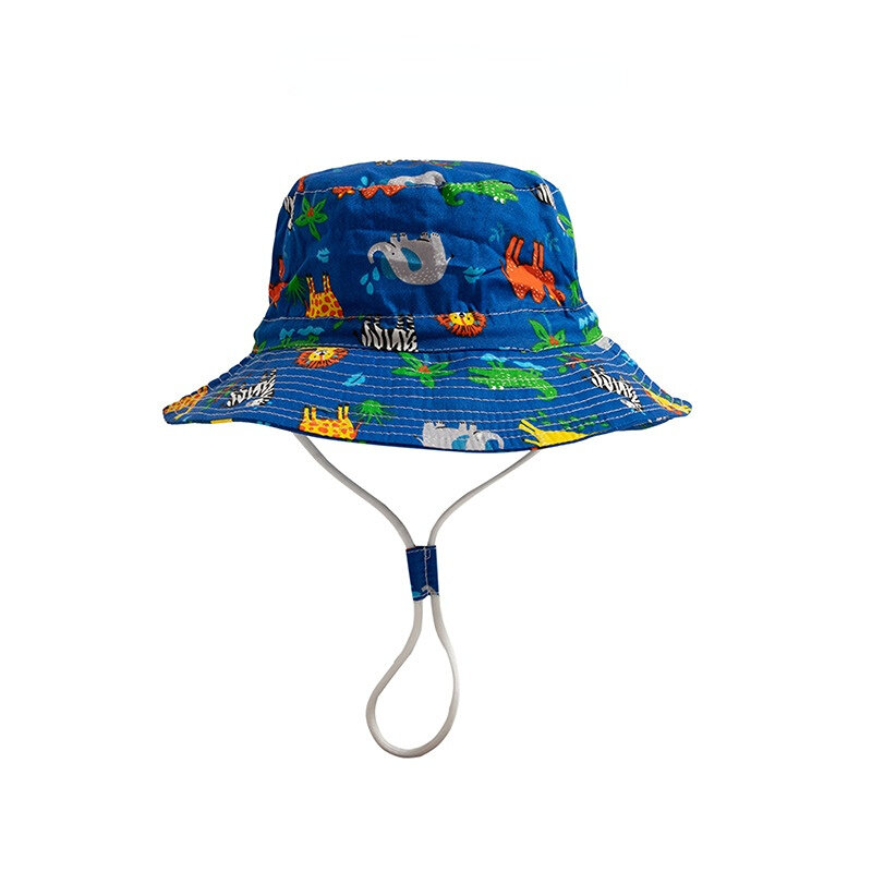Sombrero de pescador con estampado de dibujos animados para bebé, gorra de pescador de algodón con estampado de dibujos animados, protección UV, para niño y niña