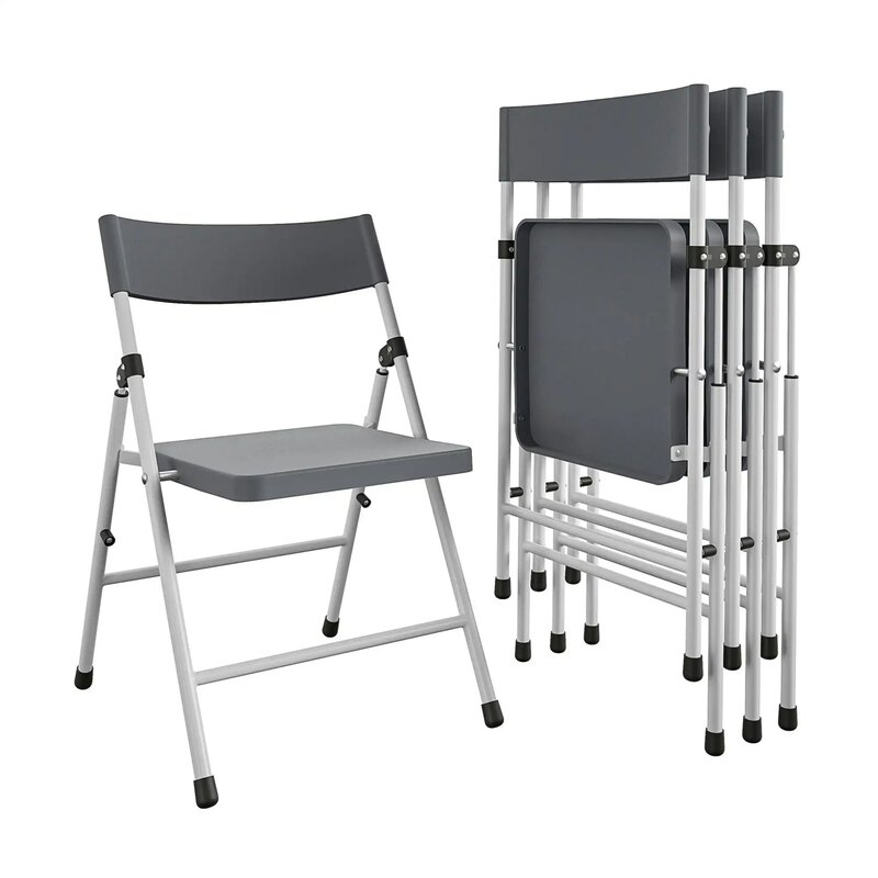 COSCO-Cadeira dobrável de resina sem pinch, cadeira cinza e branca para crianças, pacote de 4