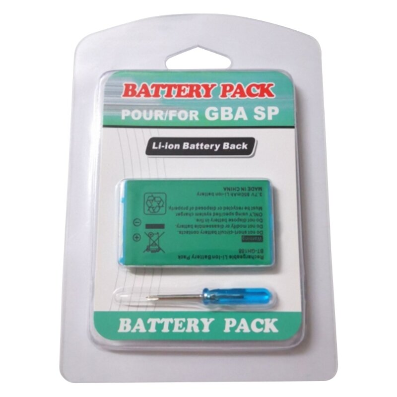 Pack de batterie Rechargeable, Li-ion intégré, Compatible avec Gameboy Advance SP 3.7V, 850mAh, avec outil de réparation