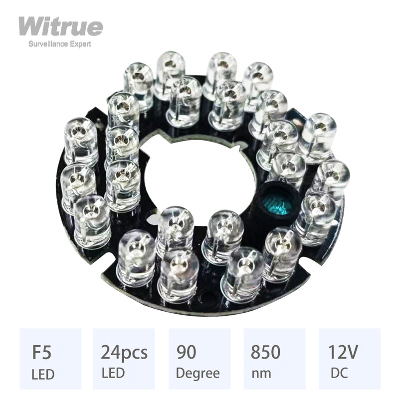 Witrue IR LED Board 24 Grain 850nm 90 Degree Diameter 44MM CCTV Accessoriesfor Surveillance Security Cameras