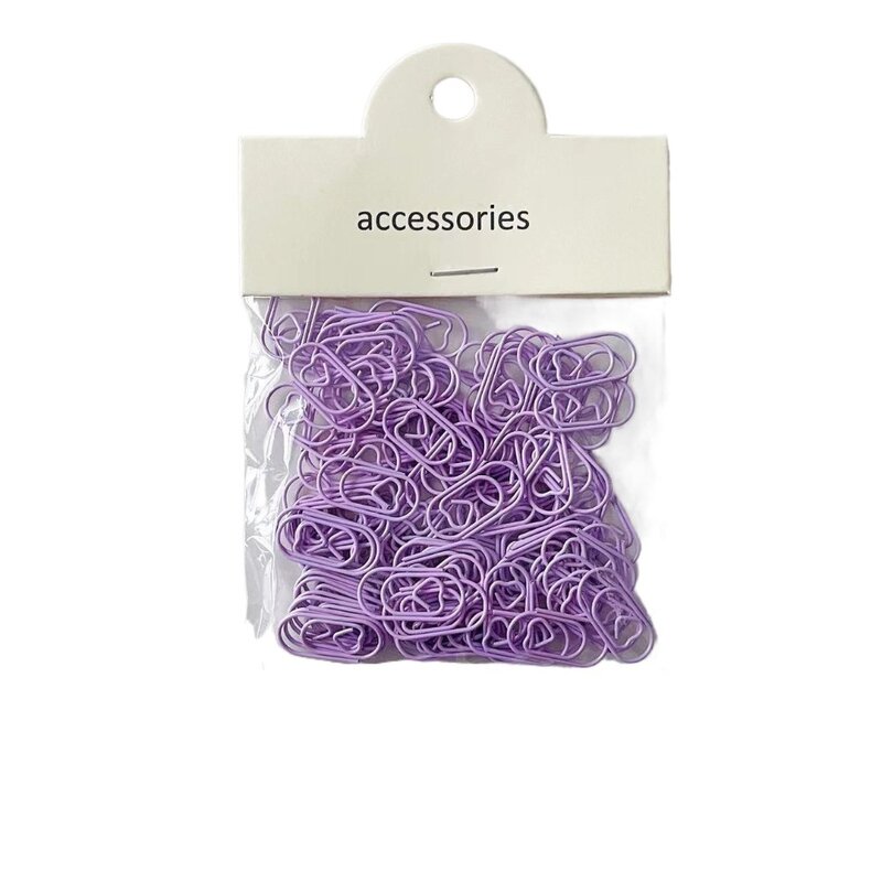 100pcs/pack Girly Love Heart Paper Clips Metal Bookmark Decoration Paper Clamps Candy Color Special-shaped Bookmark Clip Office