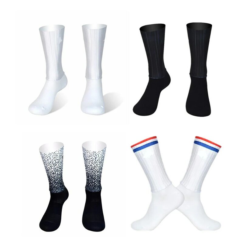 Calcetines de ciclismo transpirables para hombre y mujer, medias aerodeslizantes de silicona, sin costuras, para verano, 2024