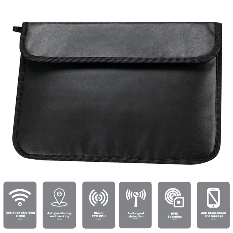 Shielding Multifunctional Cover Signal Blocking Bag Radiation Protection Durable Faraday PU Leather Anti-Hacking Laptop Tablet