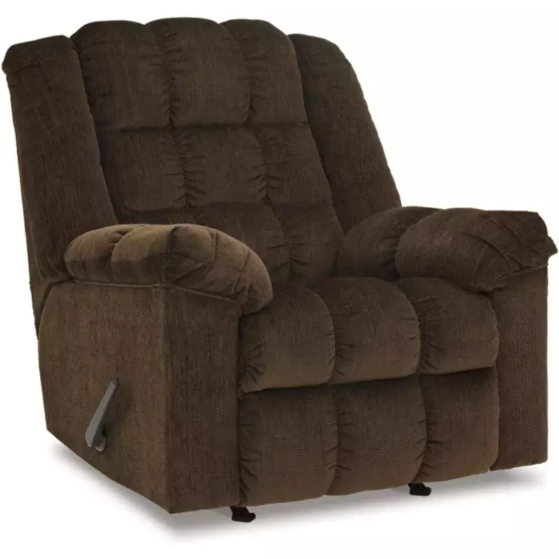 Desain khas oleh Ashley Ludden kursi goyang Manual Ultra mewah dengan bagian belakang berumbai, coklat tua