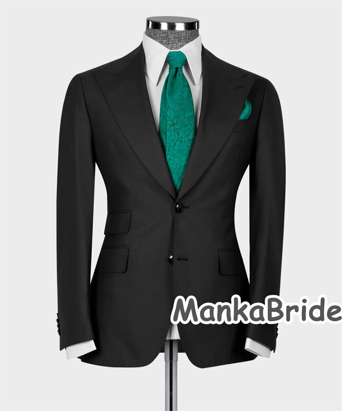 Traje clásico negro para Hombre, Ropa para novio/padrino de boda, chaqueta de 3 piezas, chaleco, pantalones, trajes formales de fiesta de oficina y negocios