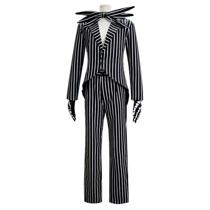 Disfraz de Jack Skellington para hombre adulto, traje de fantasía con chaqueta y pantalones, ideal para fiesta de Carnaval y Halloween