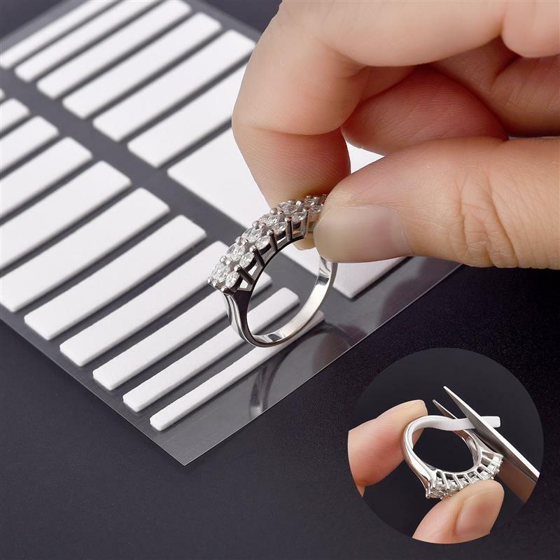 Ajustador de tamaño de anillo, pegatina Invisible de silicona para anillos sueltos, reductor de tamaño de anillo de dedo blanco transparente, herramientas de joyería
