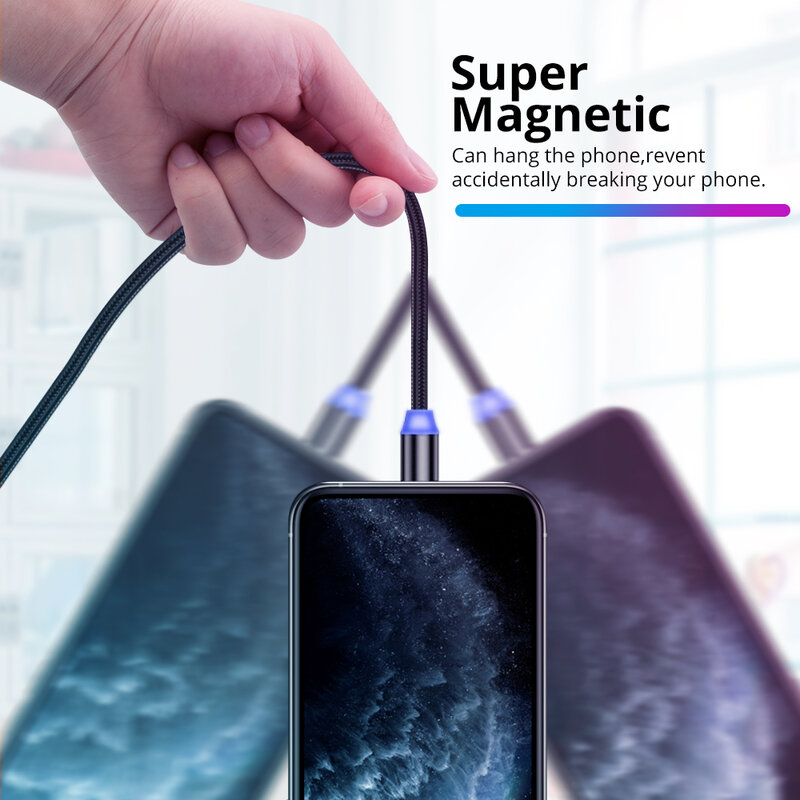 UVOOI Kabel Pengisi Daya Magnetik Tipe C Kabel Magnetik untuk Pengisi Daya Ponsel Samsung Xiaomi Kabel Magnet USB Mikro untuk Iphone