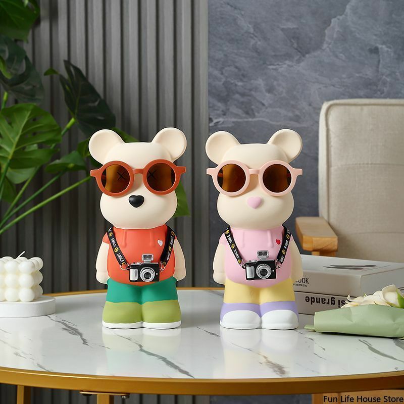 가벼운 럭셔리 인터넷 연예인 폭력적인 곰 장식품, 선글라스 곰 장식품 세트, 거실 와인 캐비닛 홈 장식품