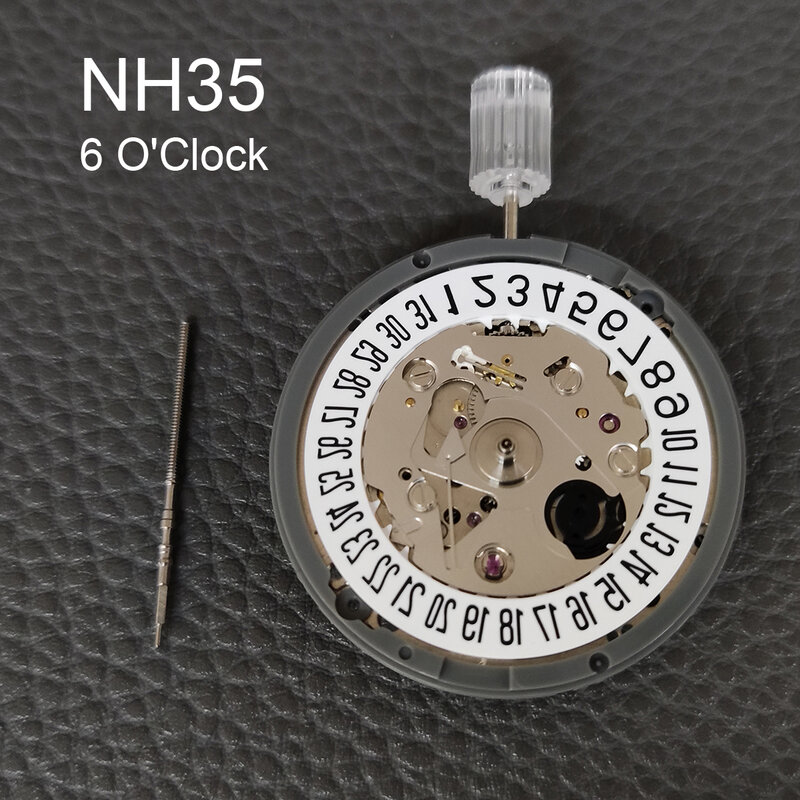 NH35/NH35A – montre mécanique japonaise originale, lumineuse, noire, Date, semaine, automatique, couronne de 6 heures, pièces de rechange