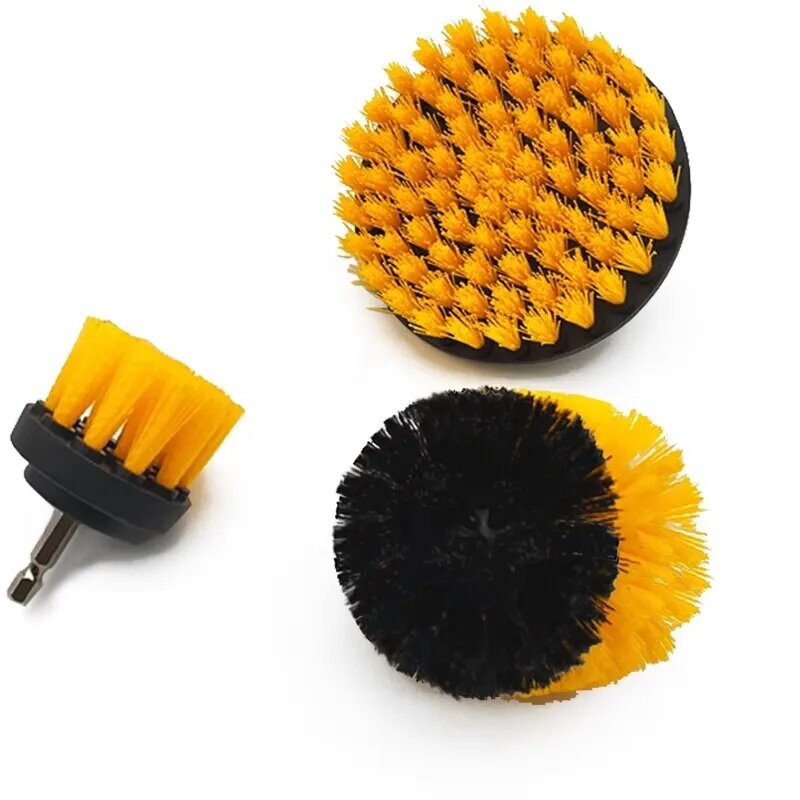 UNTIOR 3Pcs/Set Electric Scrubber Brush Drill Brush Kit Plastic Round Cleaning Brush For Carpet Glass Car Tires Nylon Brushes