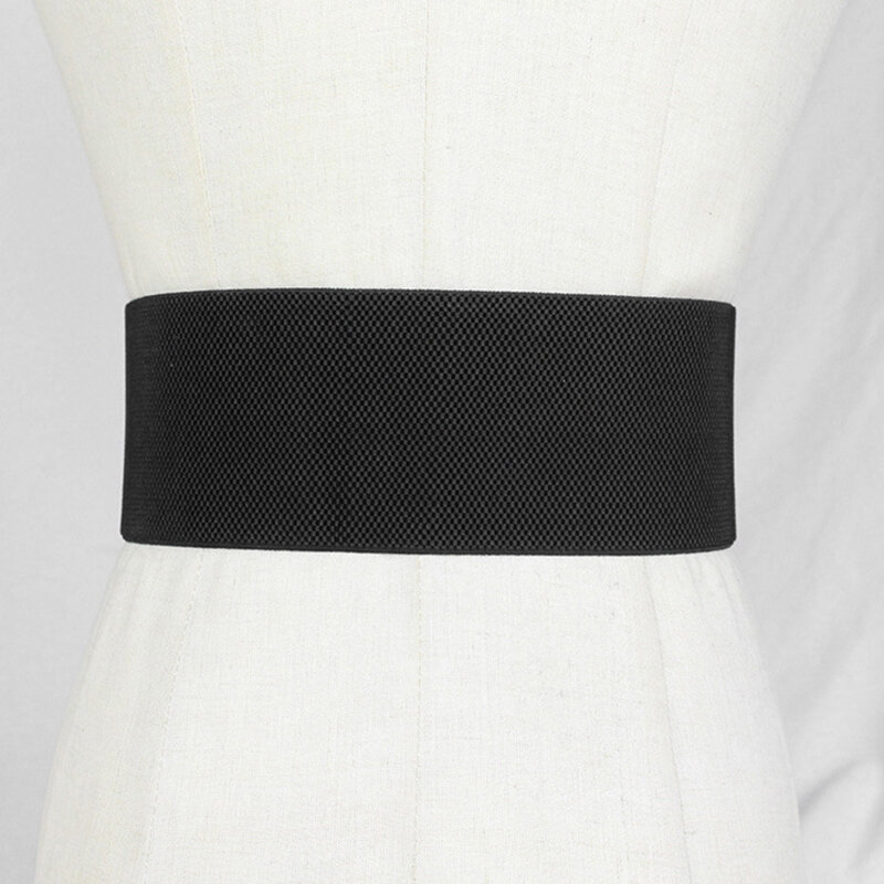 Cinturón con remaches elásticos para mujer, faja ancha de punto, color negro, adelgazante, de cintura alta, con cremallera, decorativo