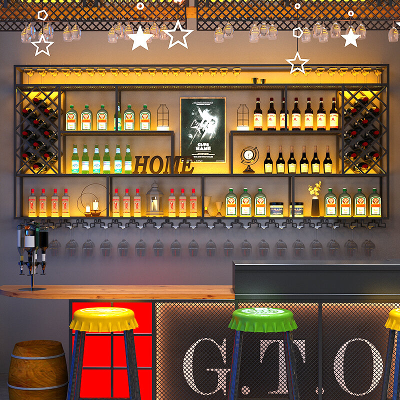 Bar klubowy szafka z półkami montowany na ścianie przemysłowy nowoczesny uchwyt na wino komercyjny Armario Para Vinos dom umeblowanie