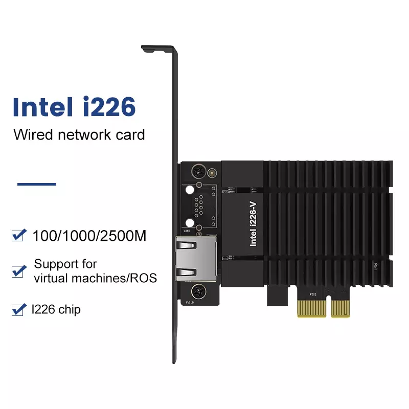 Kartu jaringan Intel 2.5G PCI-E, 1 * RJ45 2 * RJ45 i226-V 4 * RJ45 i225-V B3 2500M LAN untuk komputer Desktop 2U NAS Firewall Router