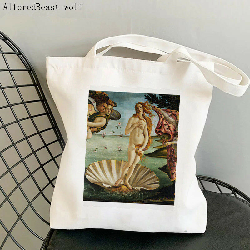 Canvas Impresso Tote Bag para Mulheres, Shopper Birth of Venus, Harajuku Shopper Handbag, Girl Shoulder Shopping Bag, Botticelli