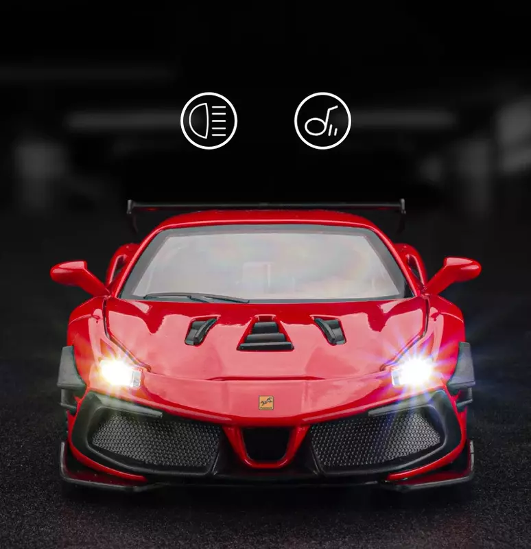 سيارة من السبائك الخارقة Ferraris ، سيارات مصبوبة ومركبات ألعاب ، موديل سيارة ، صوت وخفيف ، ألعاب قابلة للسحب ، هدايا