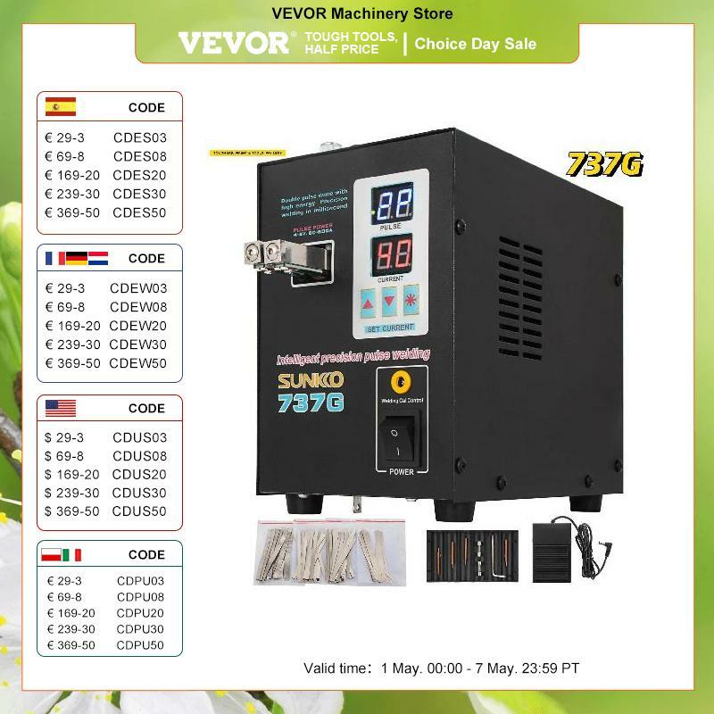 VEVOR 737G Spot Welder Automatic Welding Machine for 18650 Lithium Battery Pack 1.5KW LED Illumination Double Pulse For Industry