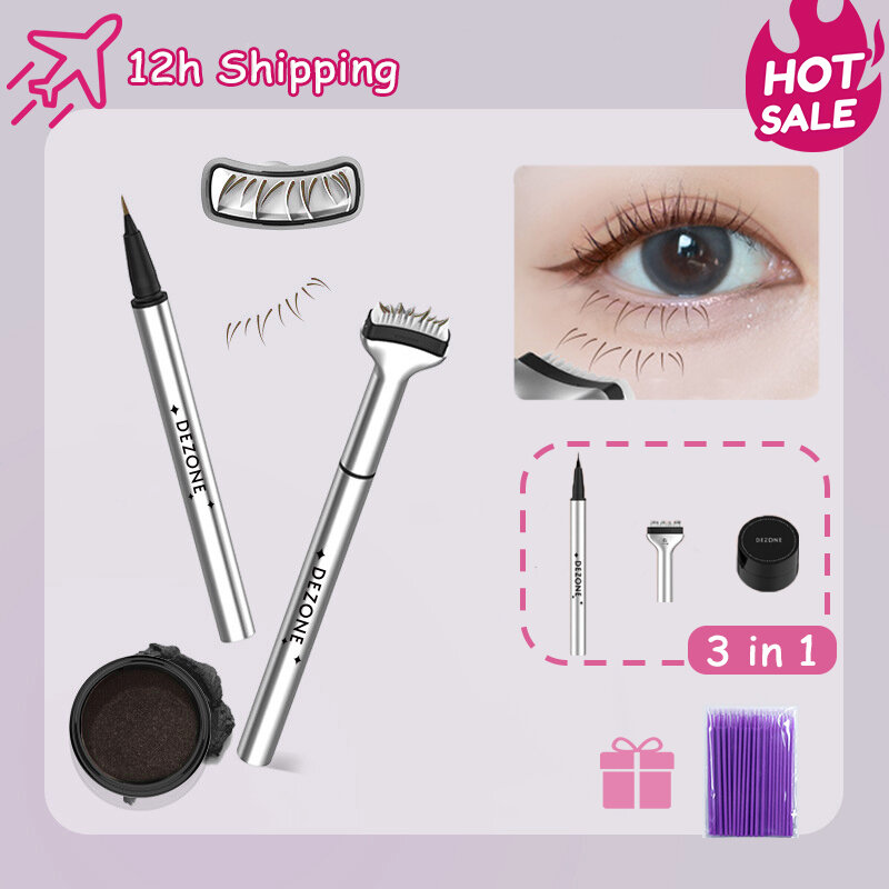 Impermeável Eyelash Stamp, Sweatproof Eyeliner Pen, 2 em 1 Dezone, Maquiagem coreano, Natural Procurando Cosméticos, Beleza