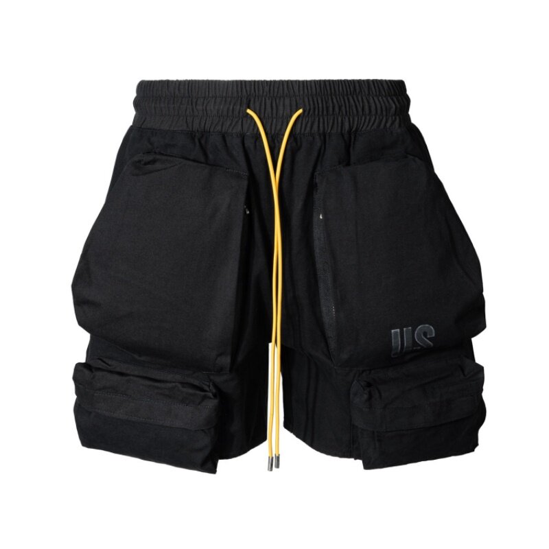 Shorts de carga tático multi bolso masculino, com cordão na rua alta, estilo militar, calças techwear, verão, Y2K, 2022