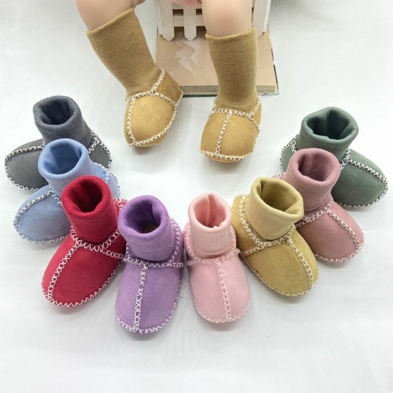 Sheepskin Wool Sewn Leather Fur Integrated Baby Shoes Soft Pure Natural Baby Warm Boots Wear-resistant Anti-slip Footwear