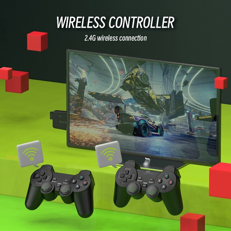 DATA FROG Retro Video Game Console 2.4G Wireless Console Game Stick 4k 10000 Games Portable Dendy Game Console for TV 20000 Game